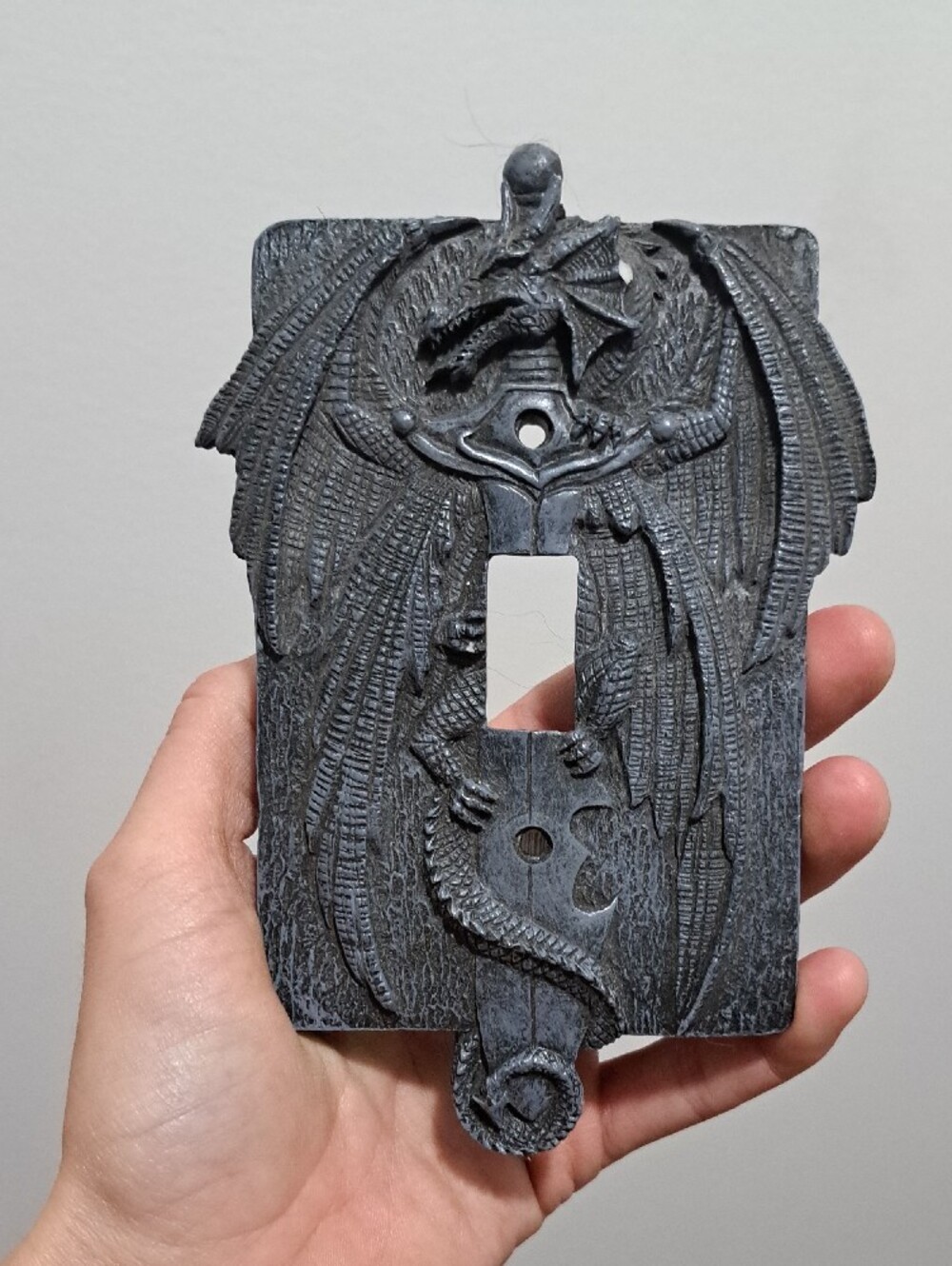 Black Dragon Wing Decorative Light Switch Cover -whimsigoth. Goth Fairycore